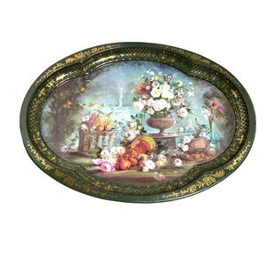 CHATSWORTH DERBYSHIRE AUTUMN by Patricia Machin Tin Tray England Green Oval